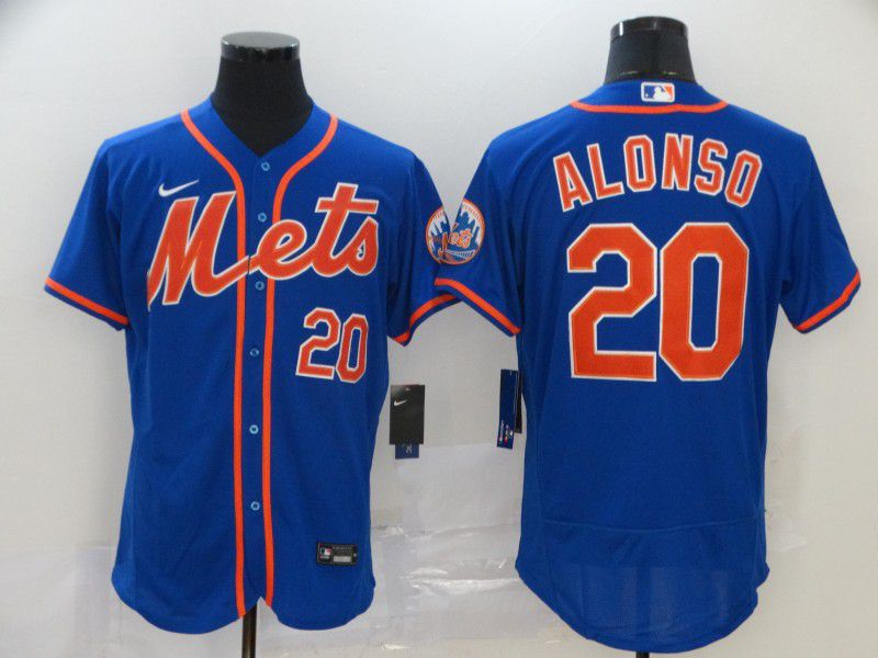 Men New York Mets 20 Alonso Blue Nike Elite MLB Jerseys